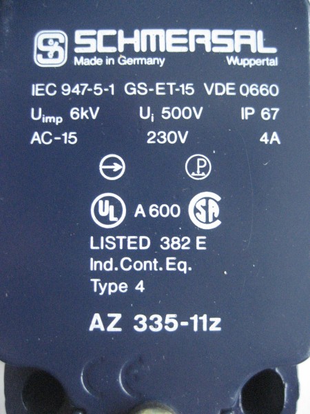 Sicherheitsschalter Schmersal AZ 335-11z IEC947-5-1 GS-ET-15 VDE 0660