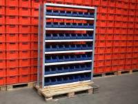 Meta Fachbodenregal mit Lagerkisten Länge 1355 mm Stahlregal Kellerregal Lagerregal Meta Fachbodenregal mit Lagerkisten Länge 1355 mm Stahlregal Kellerregal Lagerregal