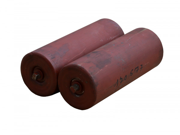 2x Tragrollen Rollenlänge 350 mm Ø135 mm Achslänge 375 mm rot