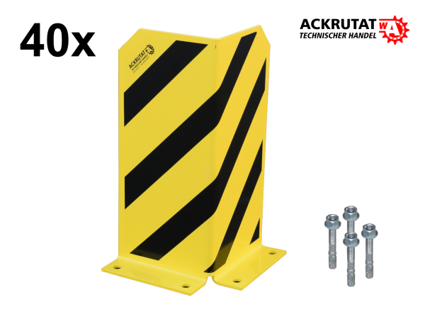 40x Rammschutzecke L-Form Anfahrschutz H 400 mm 90° Palettenregal Eckschutz inkl. 160x Bodenanker-Co