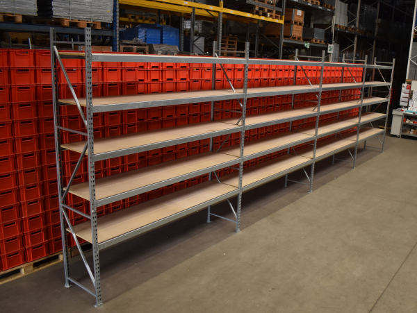Meta Weitspannregal Höhe 3.000 mm Tiefe 645 mm Spanplatten