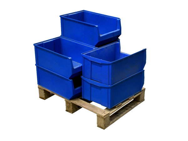 7 Stück Sichtlagerkästen MK2 Kunststoffbox blau