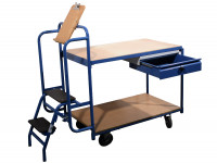 Transportwagen mit Tritt Etagenwagen 1.250x600x1.290 Kommissionierwagen Transportwagen mit Tritt Etagenwagen 1.250x600x1.290 Kommissionierwagen