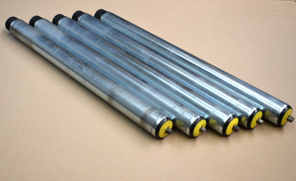 5x Interroll Tragrollen Antriebskopf Poly-Vee Foerderbandrolle RL 610 mm Ø50 mm